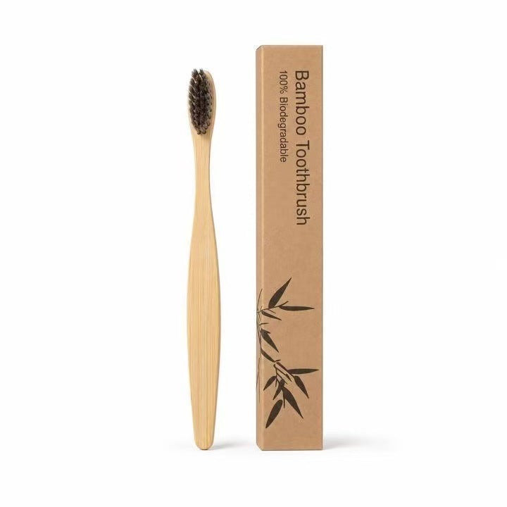 Bamboo Toothbrush with Natural Bristles (Pig or Horse Hair)